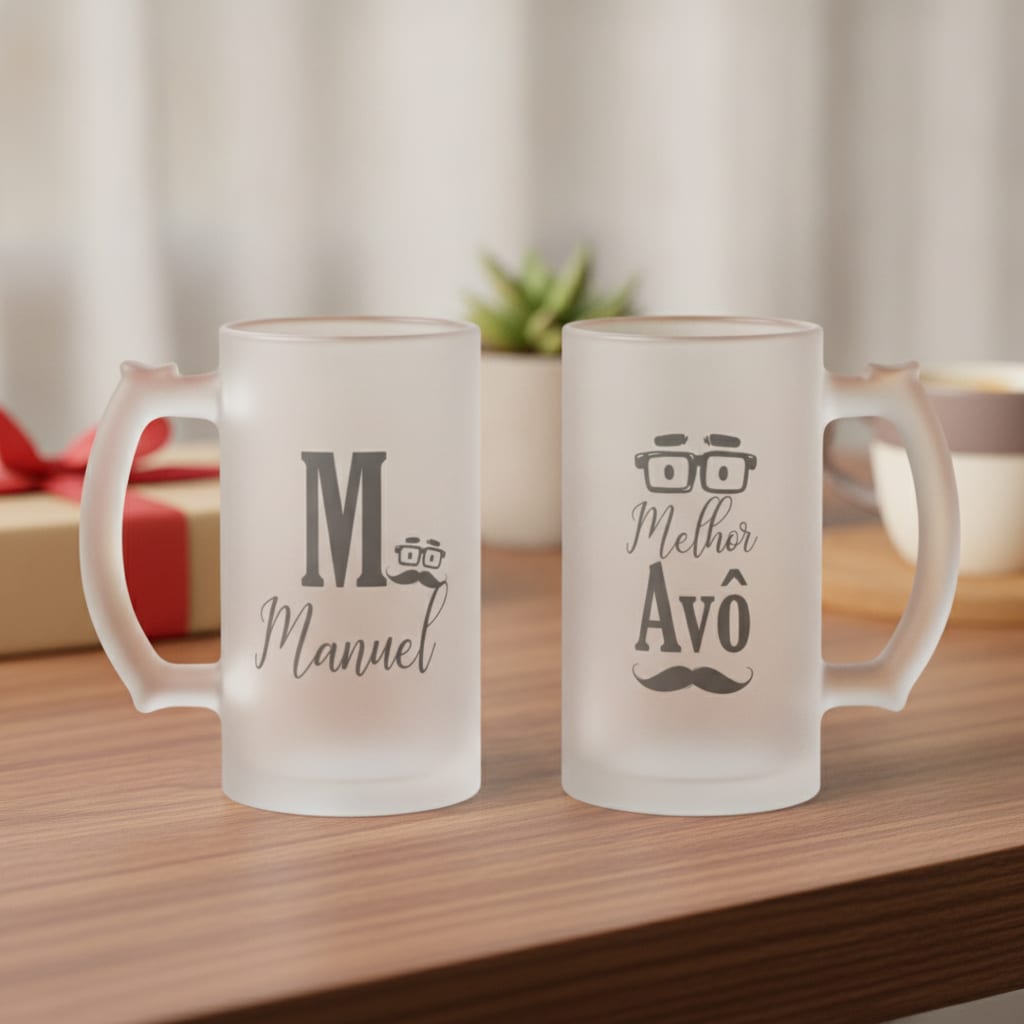 Copo Cerveja Presente para Melhor Avô Personalizado com Nome - Família (Pai/Avô)