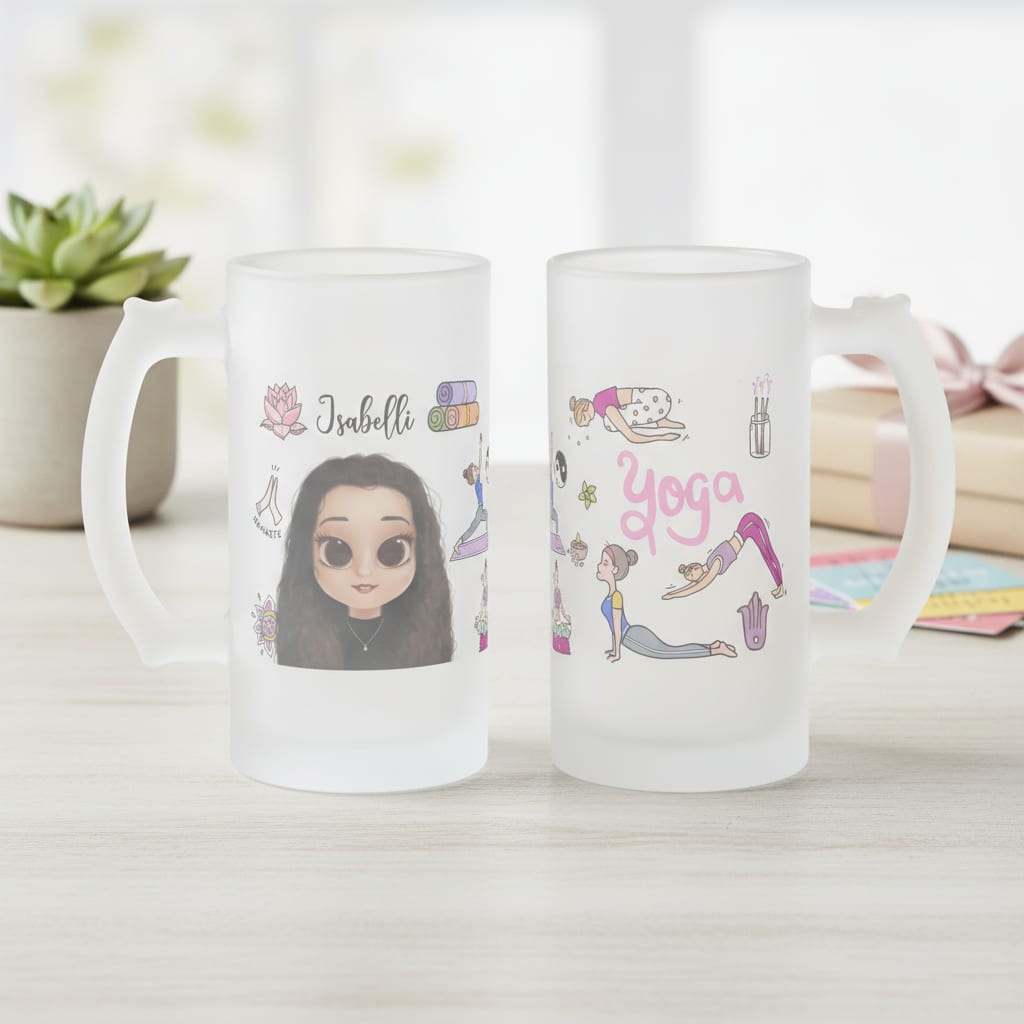 Copo Cerveja Presente Personalizado para Professora de Yoga - Dia dos Professores (Yoga)