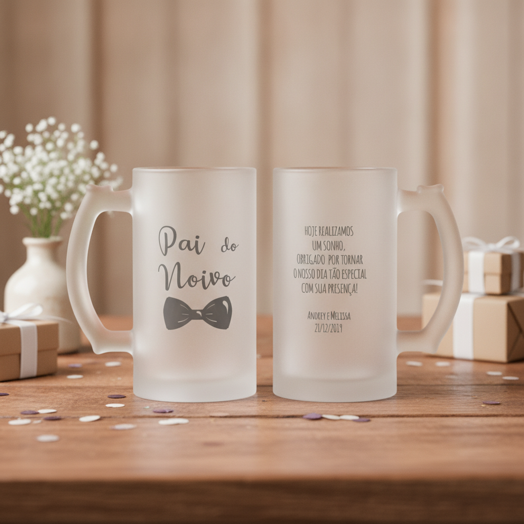 Copo de Cerveja Casamento Lembrança Familia Pai do Noivo - Casamento (Pai)