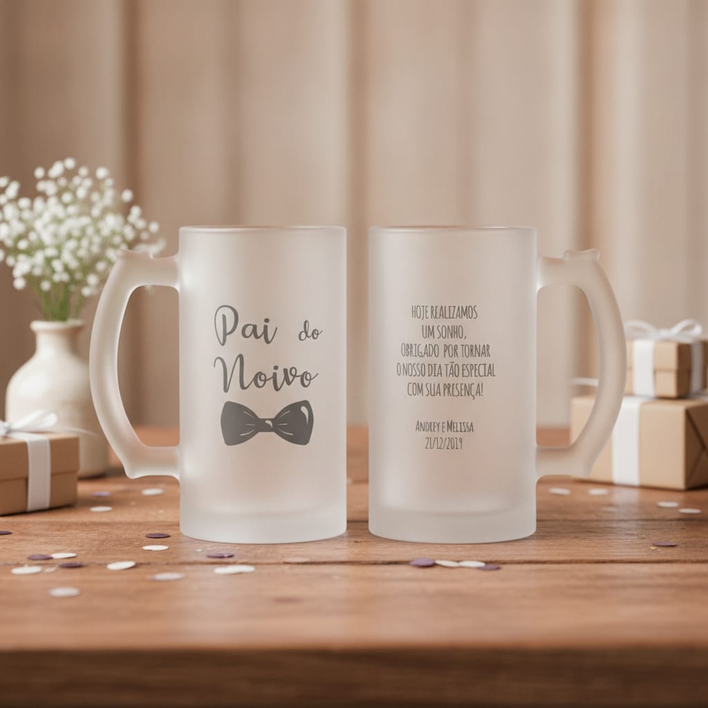 Copo de Cerveja Casamento Lembrança Familia Pai do Noivo - Casamento (Pai)