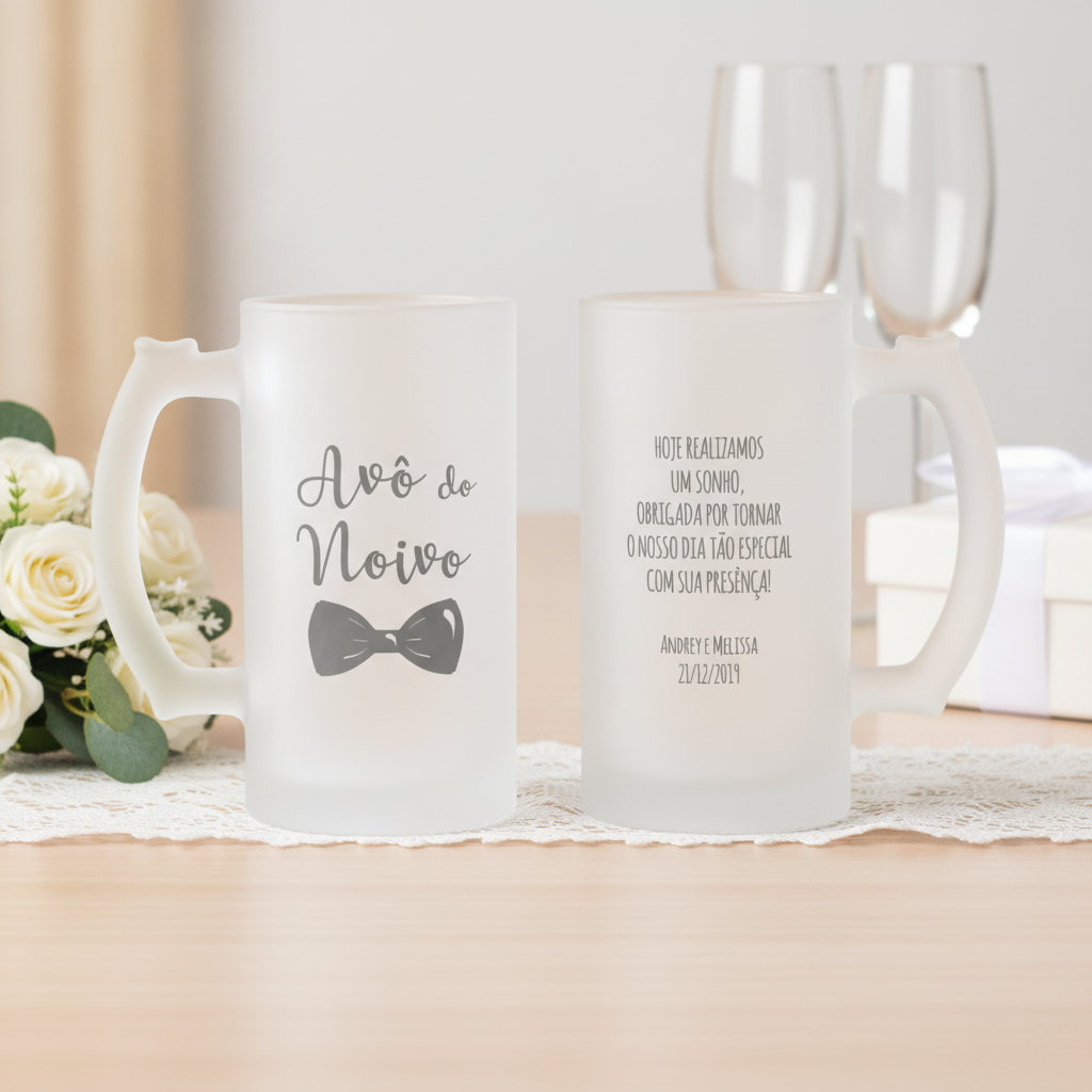 Copo de Cerveja Casamento Presente Criativo para Familia Avô - Casamento (Vovô/Noivo)