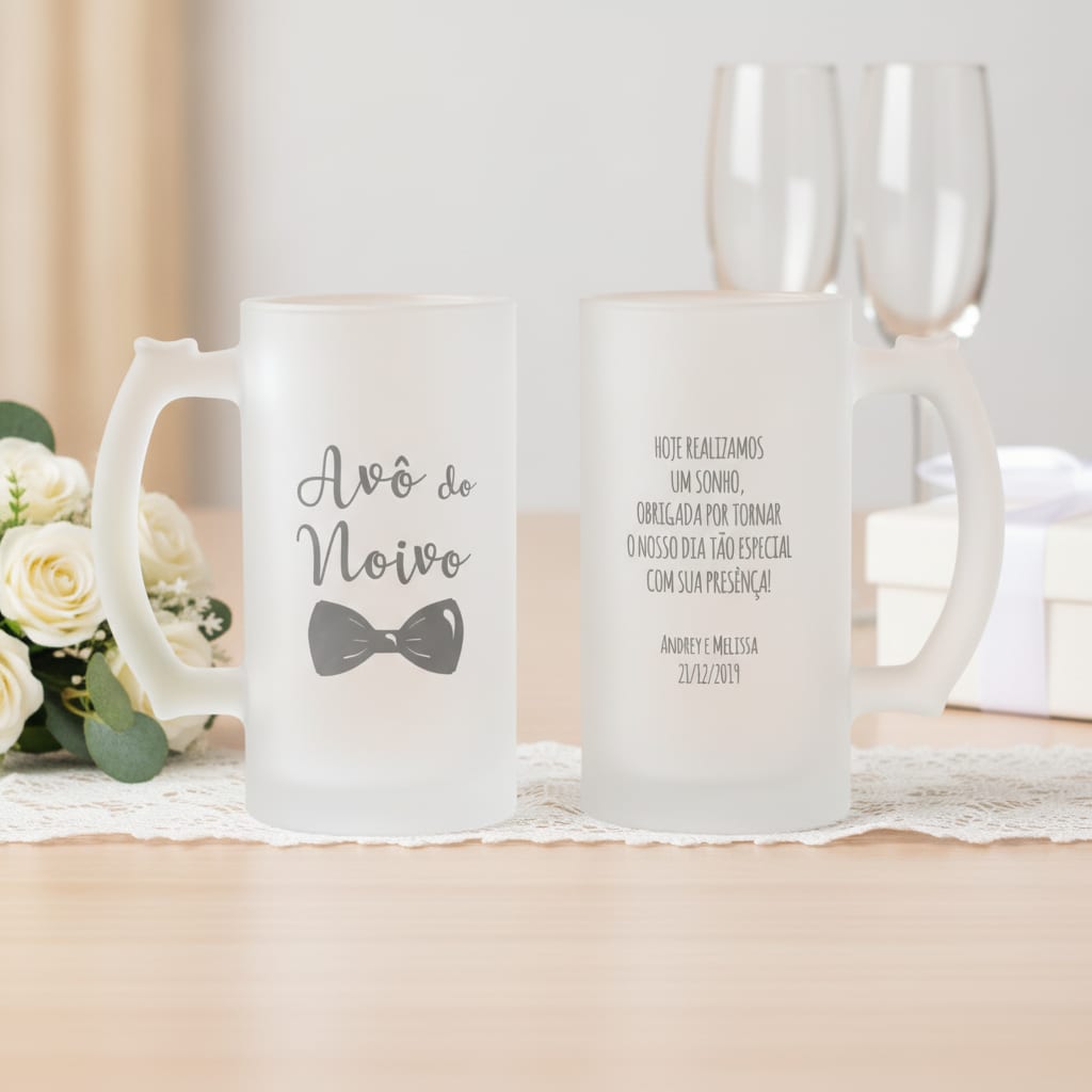 Copo de Cerveja Casamento Presente Criativo para Familia Avô - Casamento (Vovô/Noivo)