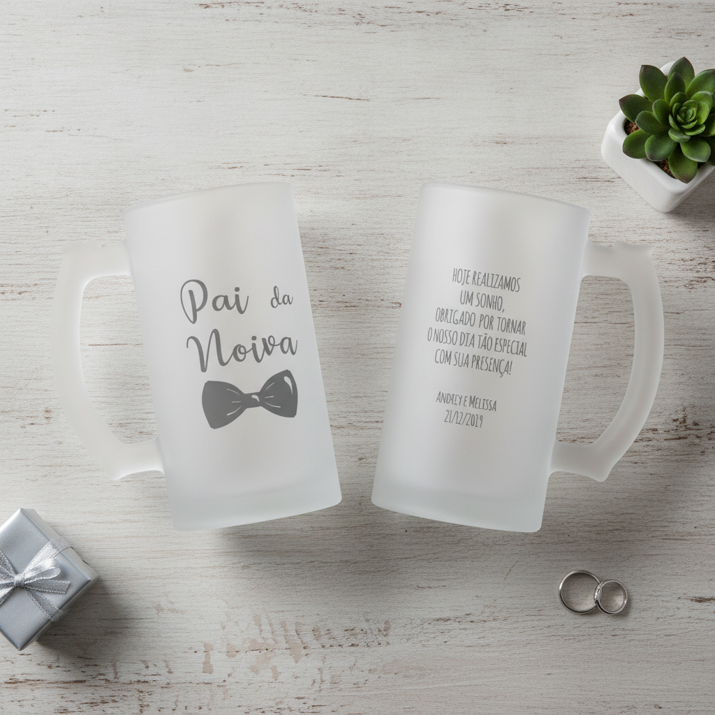 Copo de Cerveja Casamento Presente Criativo para Familia Pai - Casamento (Noiva)