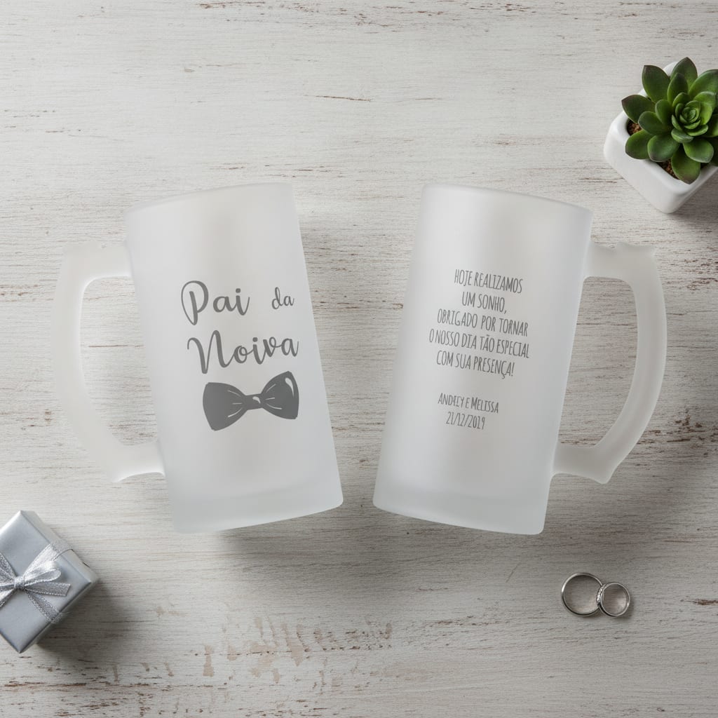 Copo de Cerveja Casamento Presente Criativo para Familia Pai - Casamento (Noiva)