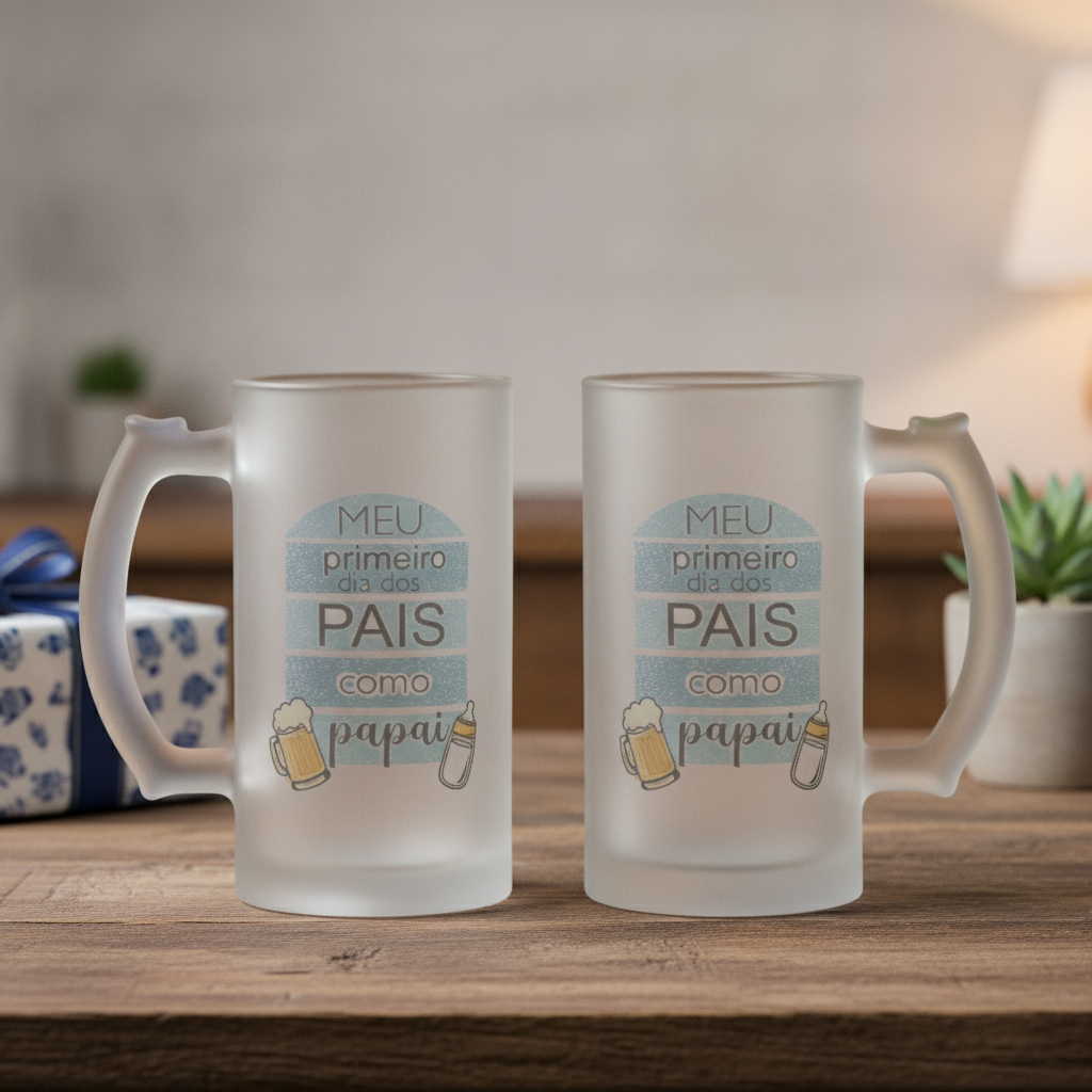 Copo de Cerveja Chopp Papai Presente Primeiro Dia dos Pais - Família (Pai)