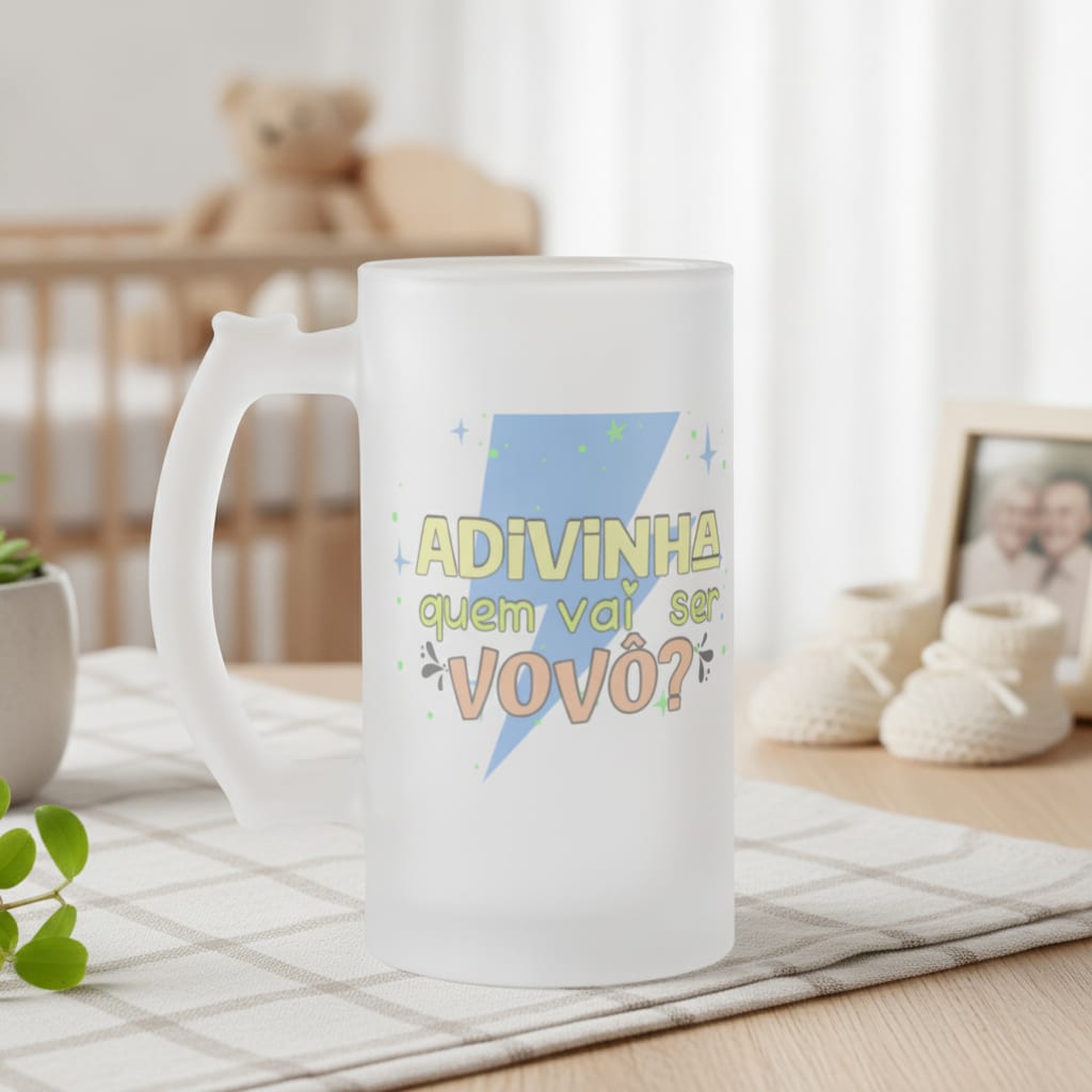 Copo de Cerveja Chopp Presente Adivinha Quem Vai Ser Vovô - Família (Avô)