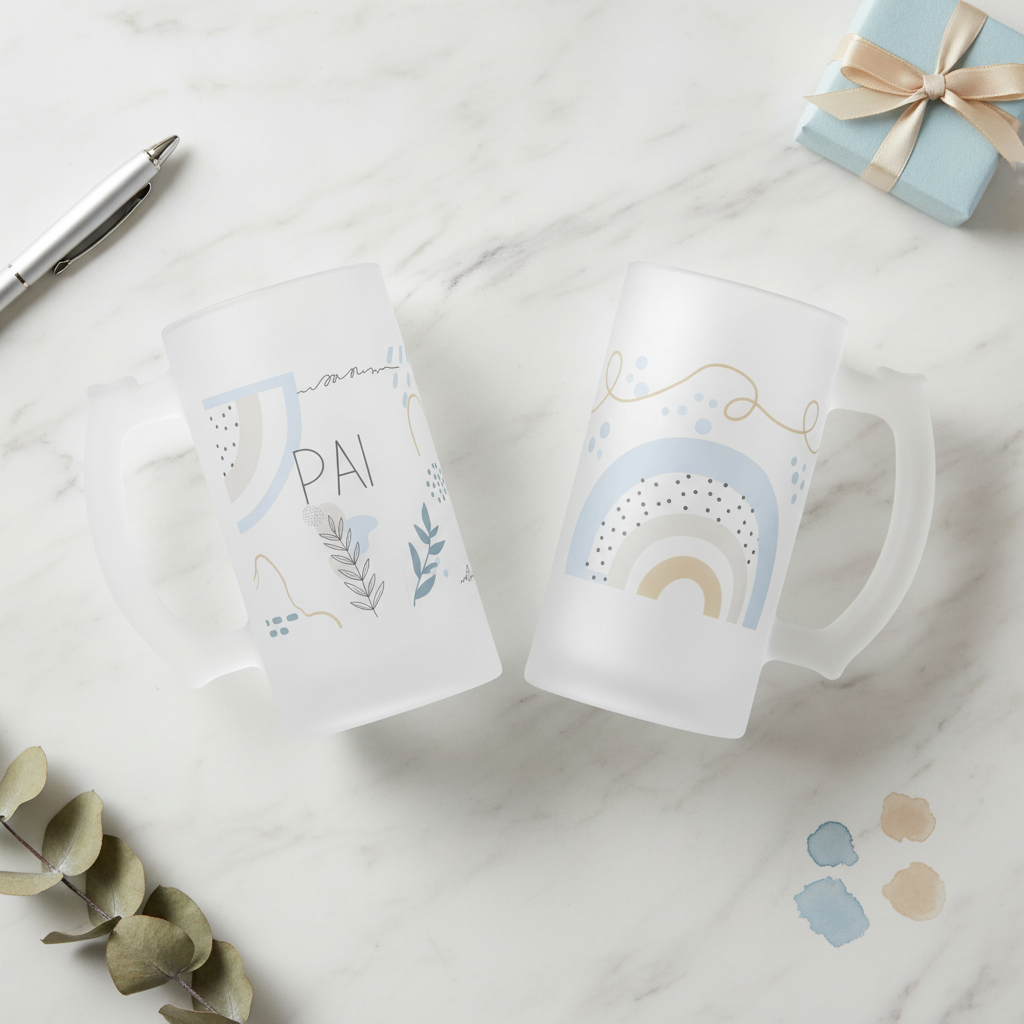 Copo de Cerveja Chopp Presente Papai Minimalista Pai - Família (Pai)