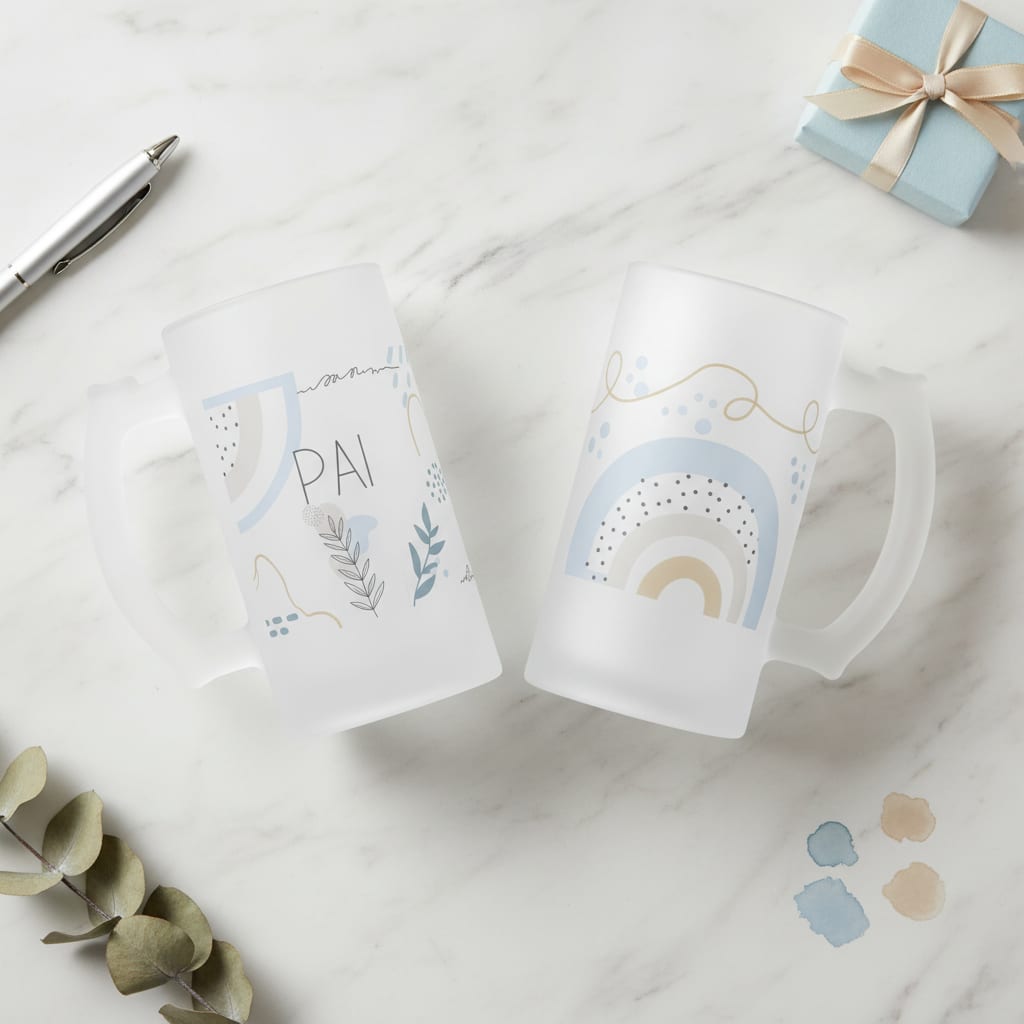 Copo de Cerveja Chopp Presente Papai Minimalista Pai - Família (Pai)