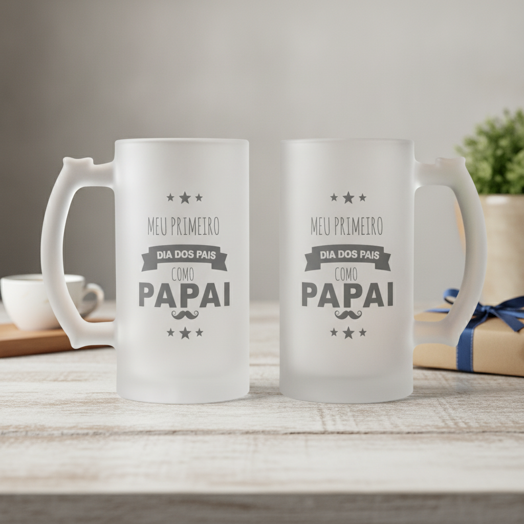 Copo de Cerveja Criativo Presente para Primeiro Dia dos Pais - Família (Pai)
