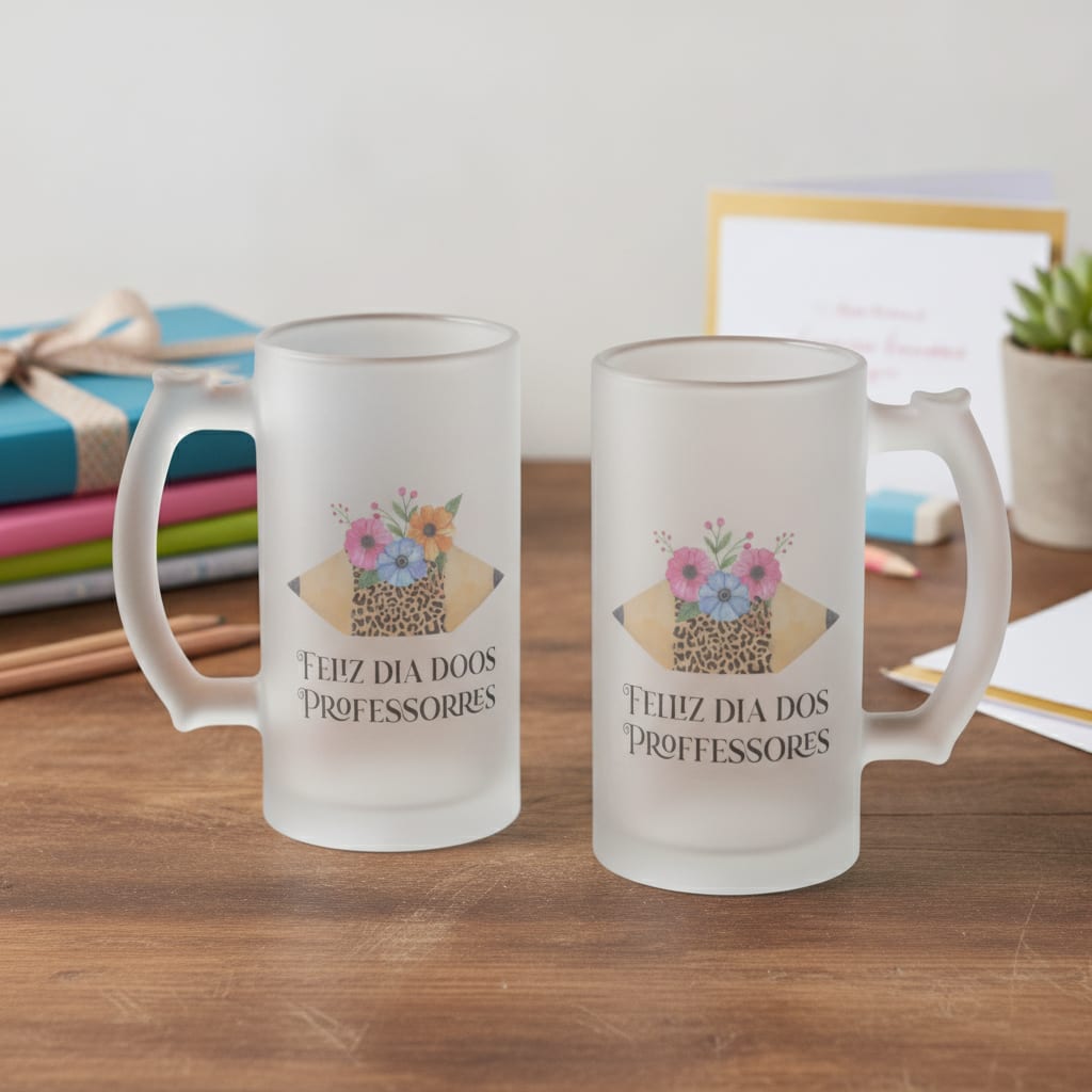Copo de Cerveja de Presente Personalizado para Professores - Dia dos Professores (Professor(a))