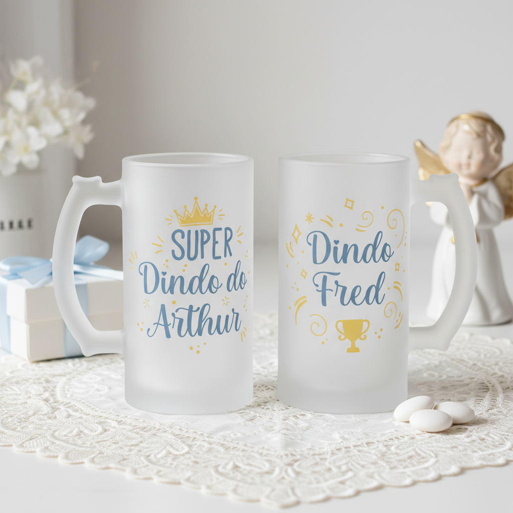 Copo de Cerveja Personalizada Batizado Super Dindo