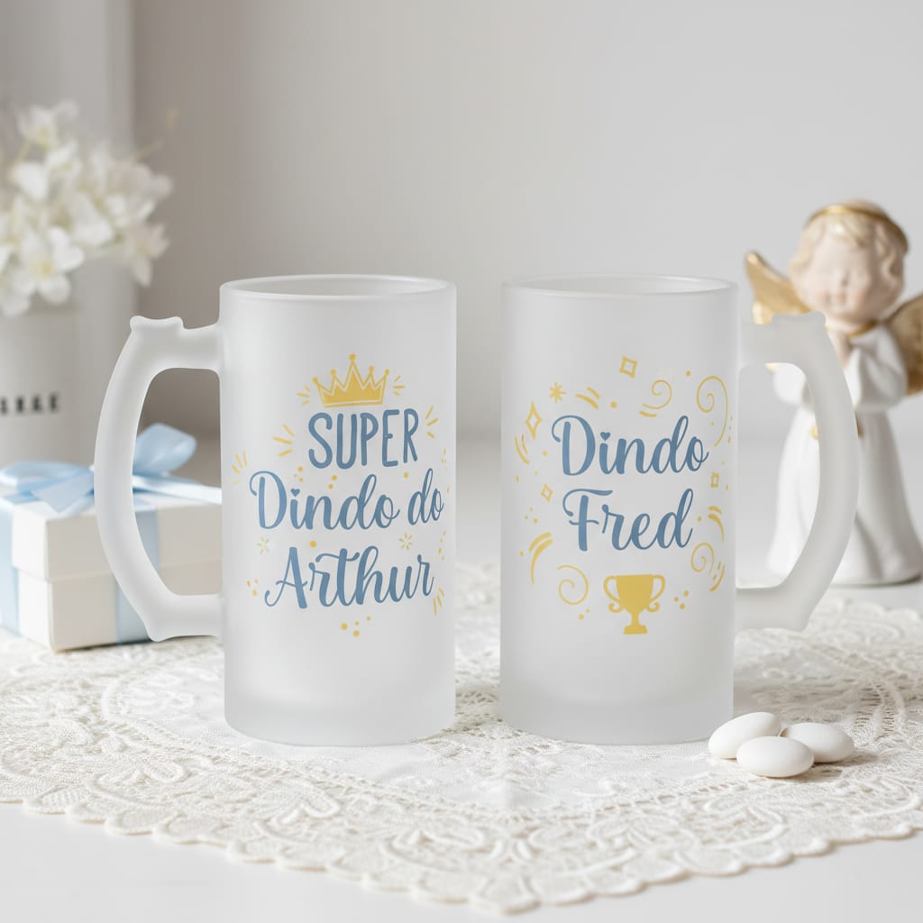 Copo de Cerveja Personalizada Batizado Super Dindo