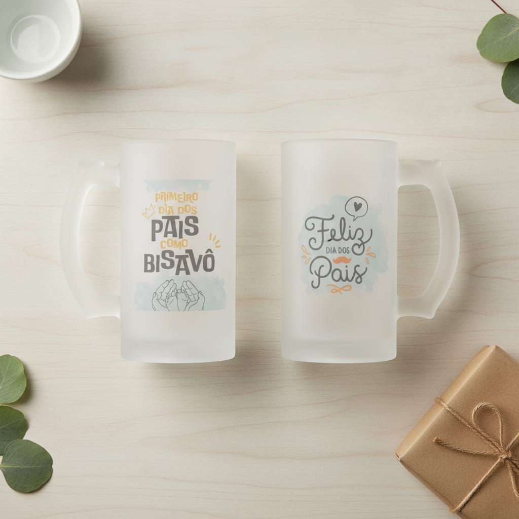Copo de Cerveja Personalizado 1º Dia dos Pais Como Bisavô - Família (Bisavô)
