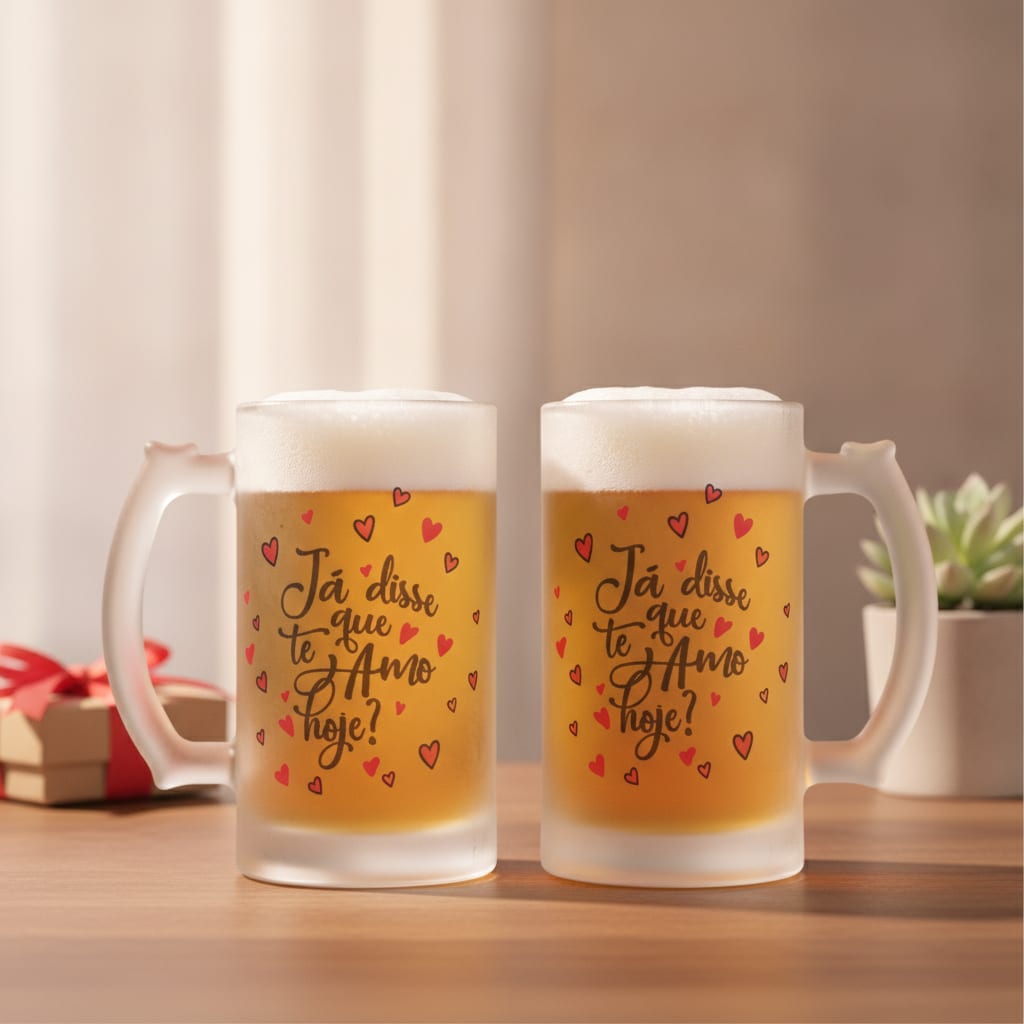 Copo de Cerveja Personalizado com Frase de Dia dos Namorados - Outros (Casal)
