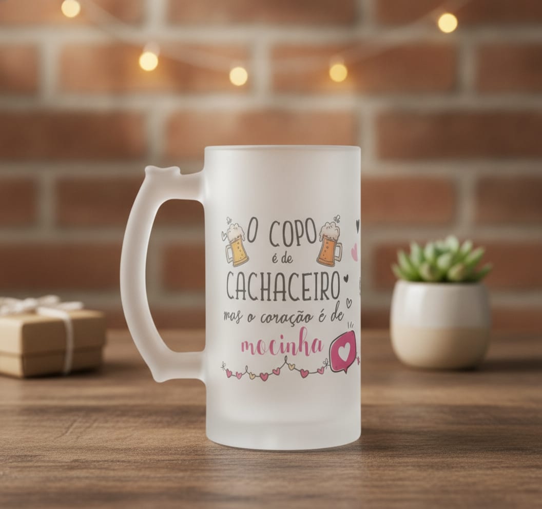 Copo De Cerveja Personalizado Feminino Coração É De Mocinha - Outros (Amizade)