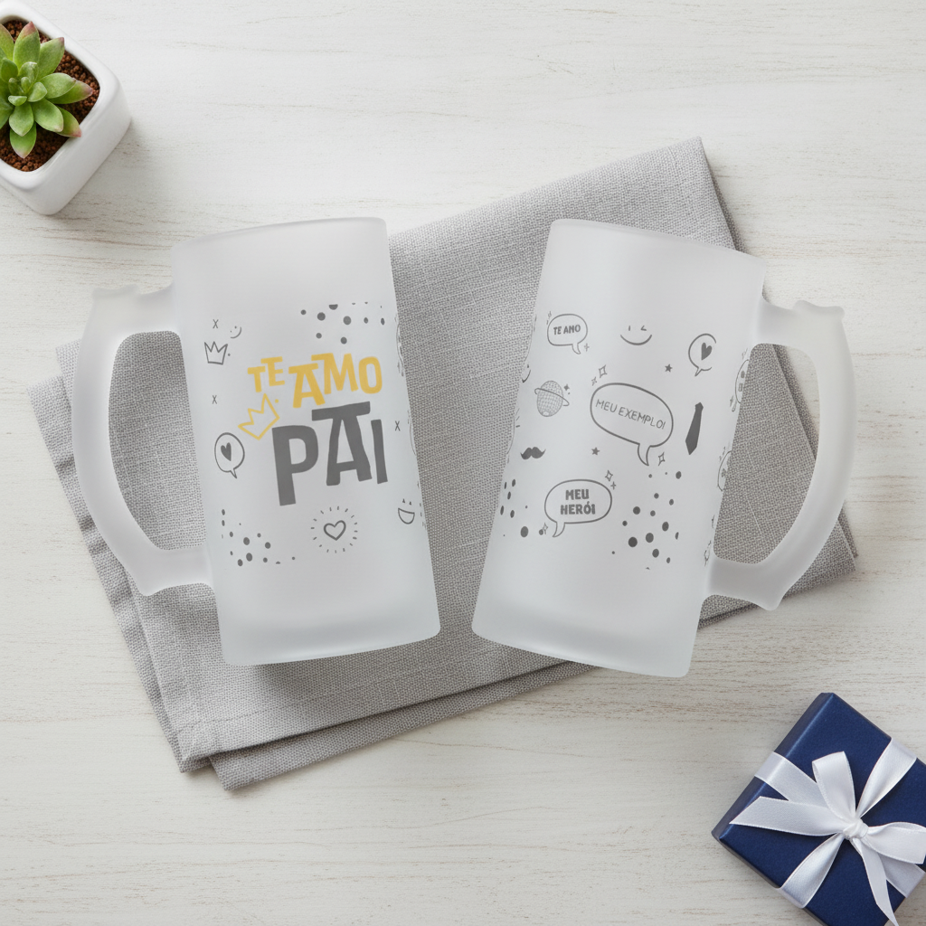 Copo de Cerveja Personalizado Presente Especial Te Amo Pai - Família (Pai)
