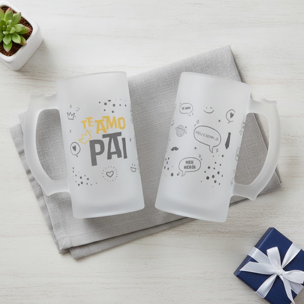 Copo de Cerveja Personalizado Presente Especial Te Amo Pai - Família (Pai)