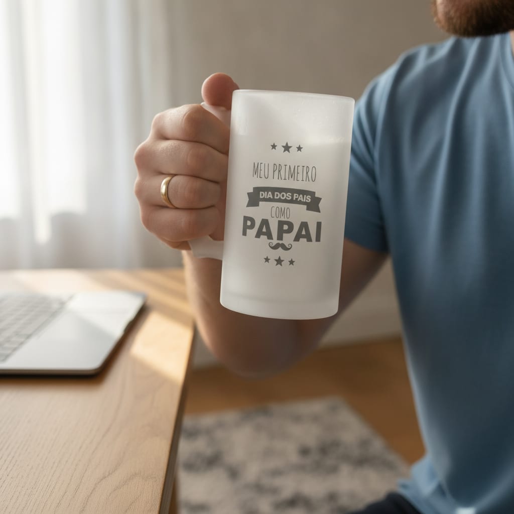 Copo de Cerveja Personalizado Presente Primeiro Dia dos Pais