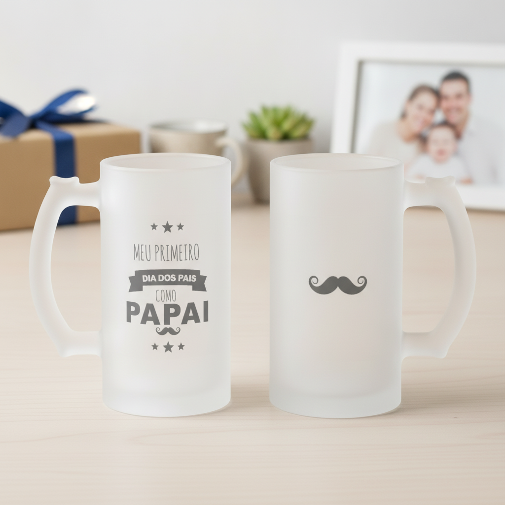 Copo de Cerveja Personalizado Presente Primeiro Dia dos Pais - Família (Pai)