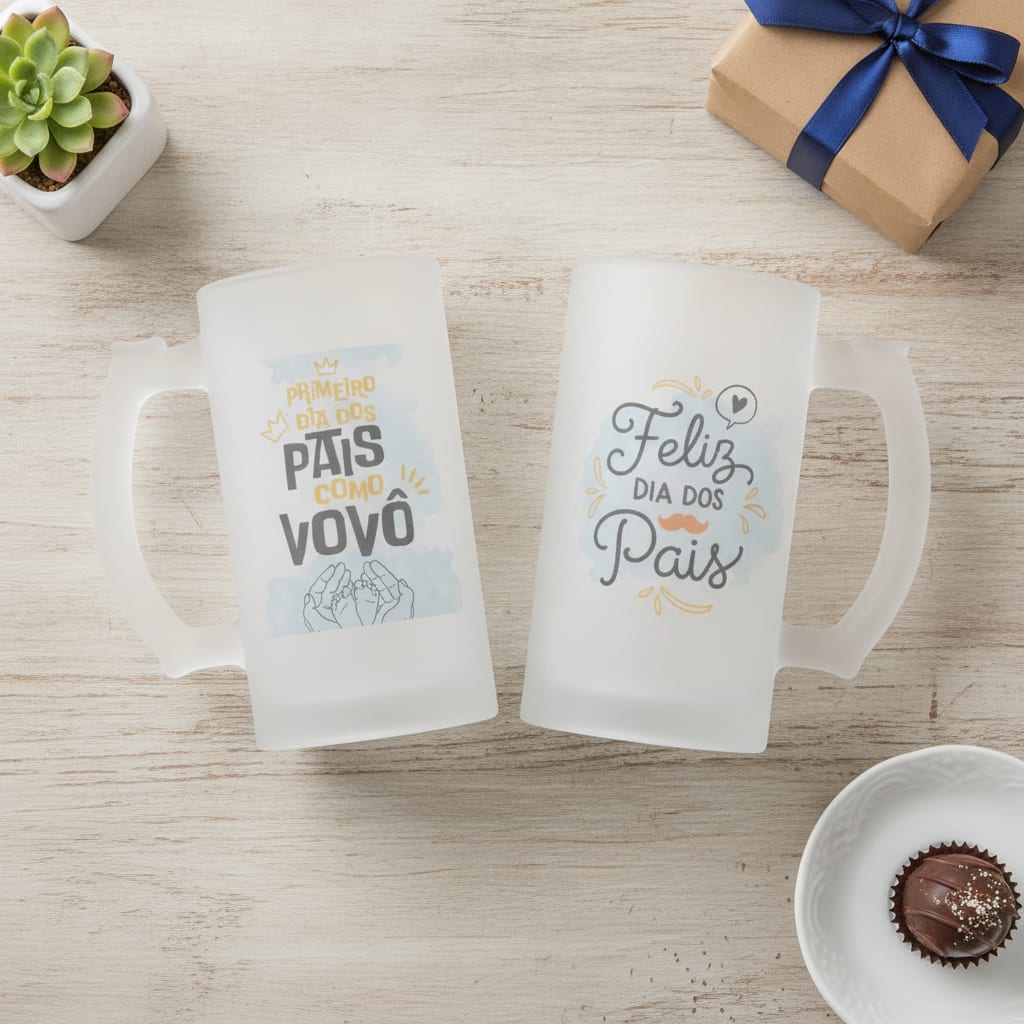 Copo de Cerveja Personalizado Primeiro Dia dos Pais Como Avô - Família (Avô)