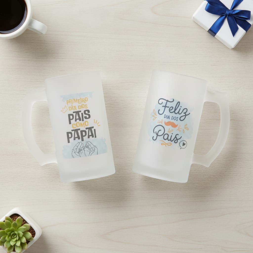 Copo de Cerveja Personalizado Primeiro Dia dos Pais Como Pai - Família (Pai)