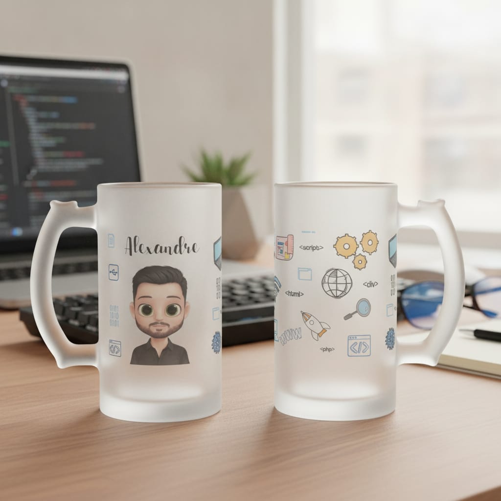 Copo de Cerveja Personalizado Profissão Tecnologia - Profissões (Programador(a))