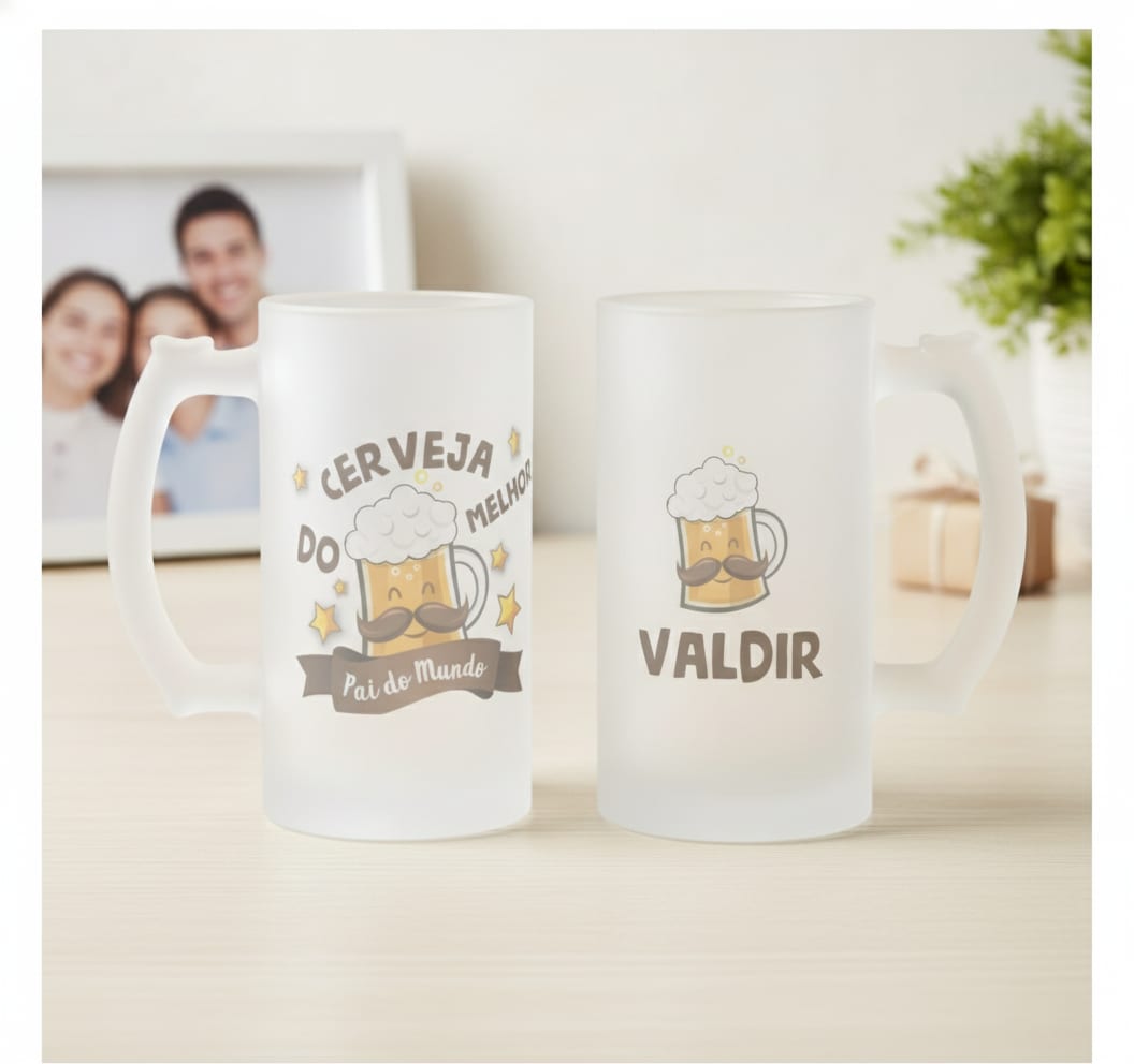 Copo de Cerveja Presente Aniversário Dia dos Pais Melhor Pai - Família (Pai)