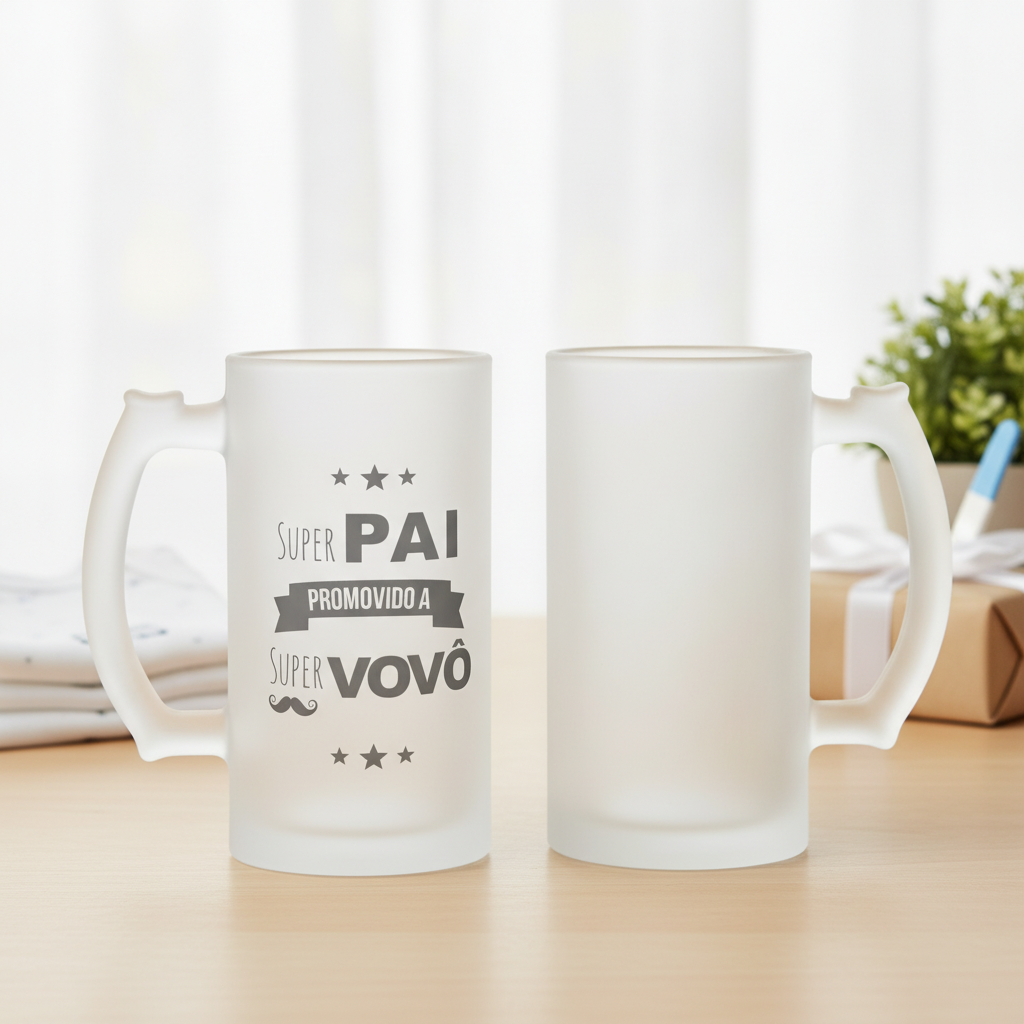 Copo de Chopp Pai Promovido a Super Vovô Pronta Entrega