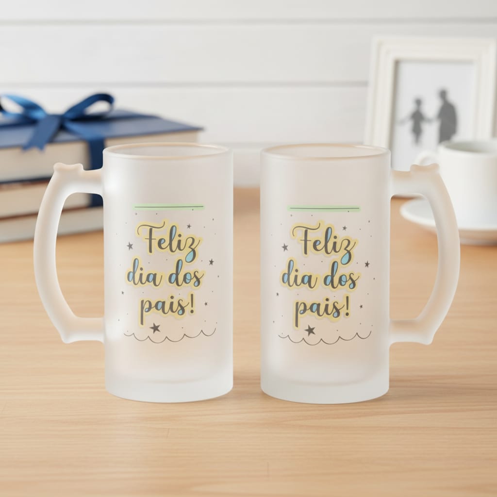 Copo de Vidro Cerveja Feliz Dia dos Pais Presente Pai Papai - Família (Pai)