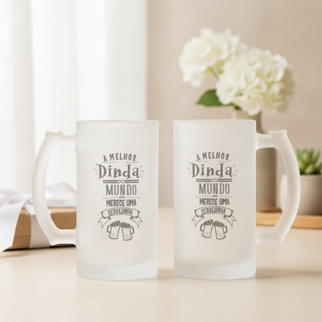 Copo Personalizado Cerveja Presente Melhor Madrinha Dinda - Batizado (Madrinha)