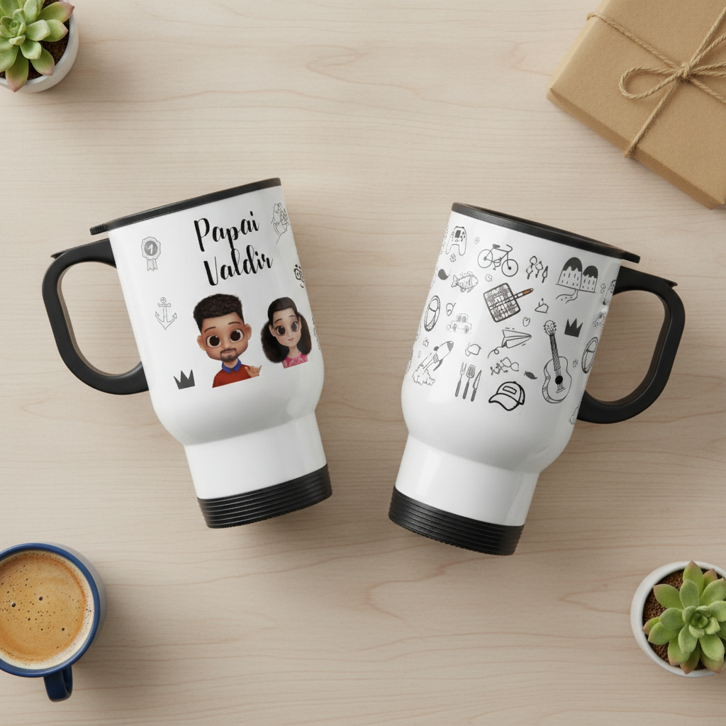 Copo Térmico Personalizada com Avatar Presente Criativo para Pai - Família (Pai/Filhos)