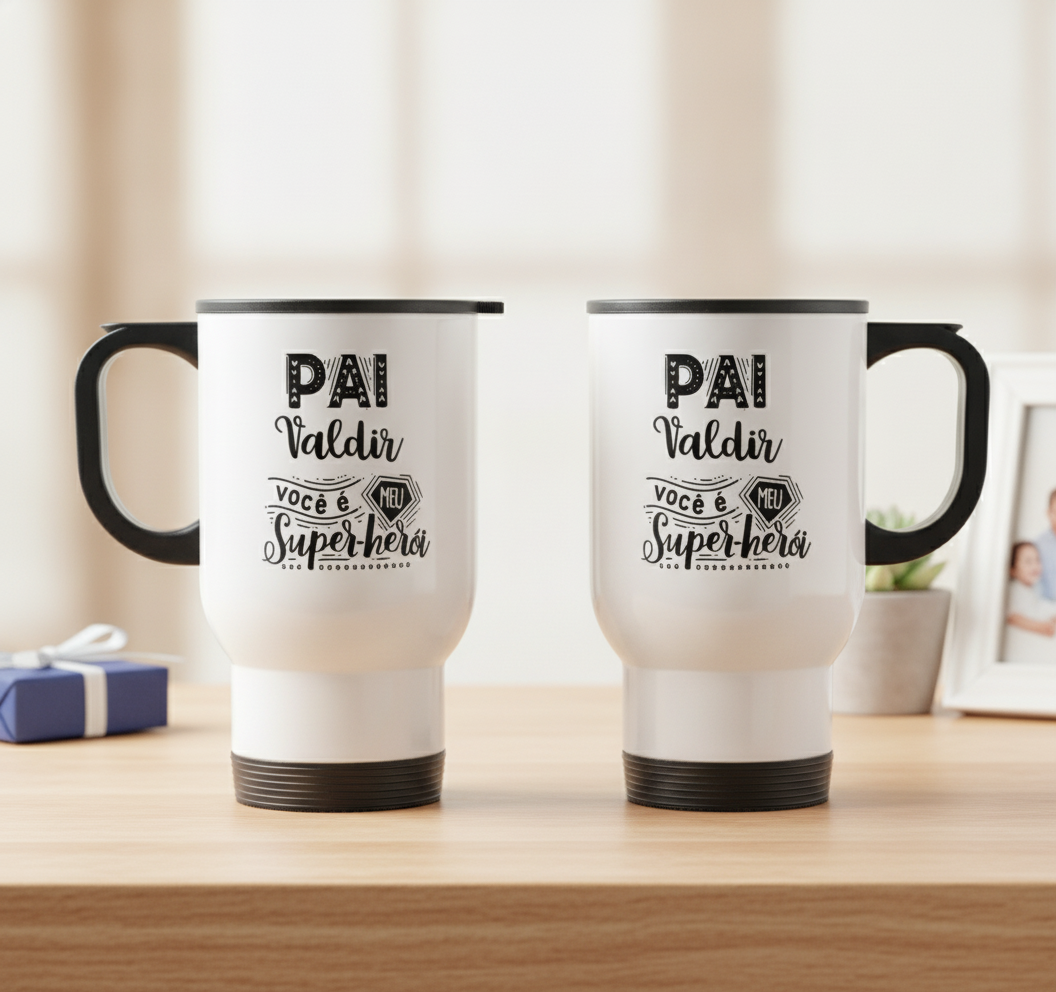 Copo Térmico Personalizado Presente Dia dos Pais Super Herói - Família (Pai)
