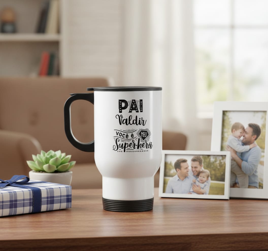 Copo Térmico Personalizado Presente Dia dos Pais Super Herói