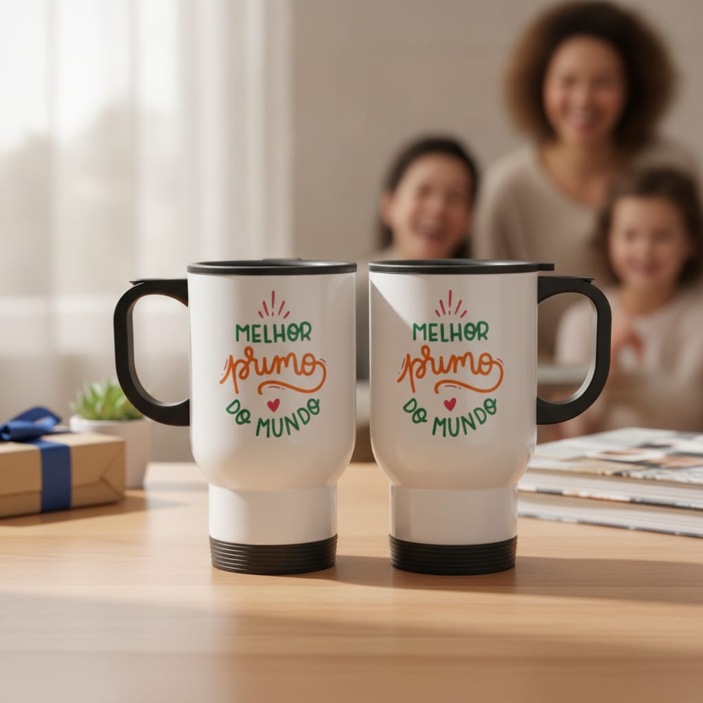 Copo Térmico Presente Especial Melhor Primo do Mundo Família Criativa - Família (Primo)