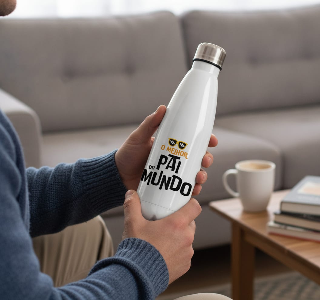 Garrafa Térmica Presente Divertido para o Melhor Pai - Família (Pai)