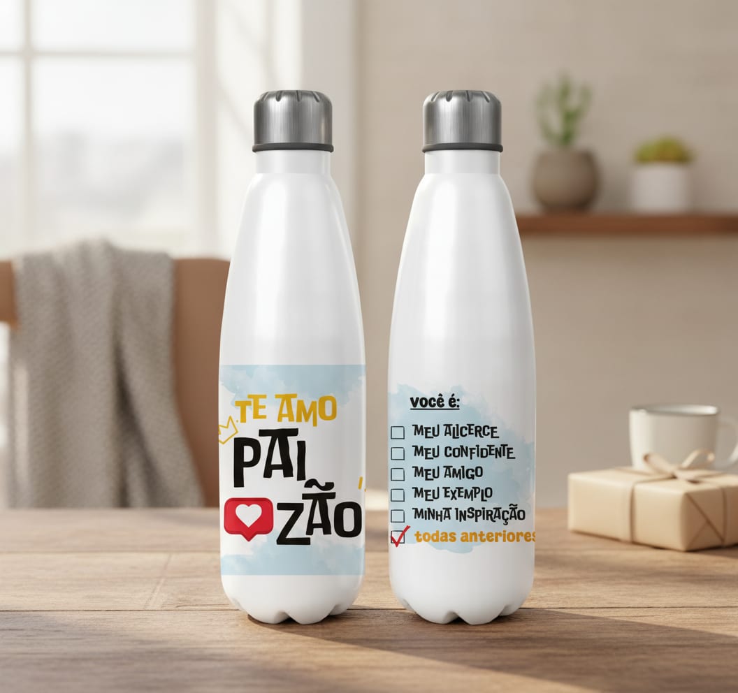Garrafa Térmica Presente Feliz Dia dos Pais Te Amo Paizão - Família (Pai)