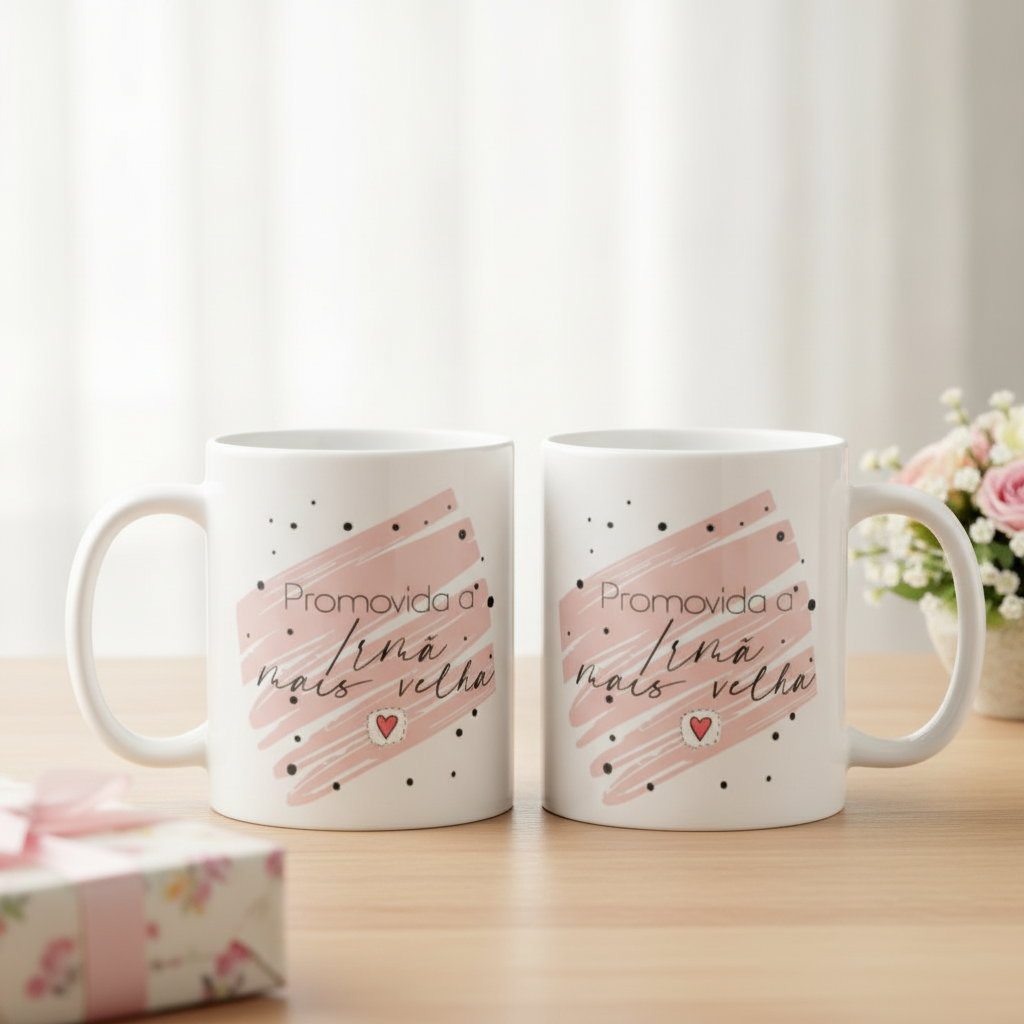 Caneca Irmã Mais Velha Presente Anúncio Gravidez Revelação para Irmã Mais Velha - Família (Irmã)
