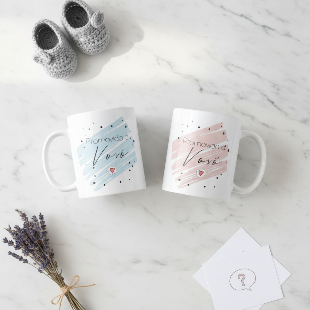 Ki 2 Canecas Personalizadas Revelação Promovidos a Avós - Anúncio de Gravidez (Avós)