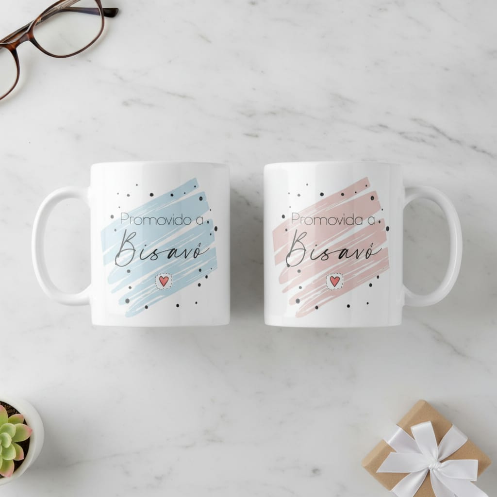 Ki 2 Canecas Personalizadas Revelação Promovidos Bisavós - Anúncio de Gravidez (Bisavó e Bisavô)
