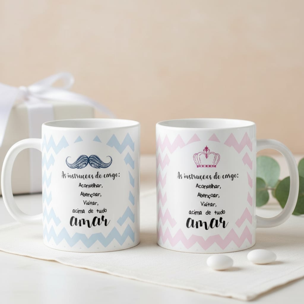Kit 2 Caneca Personalizadas com Nomes para Dindo e Dinda