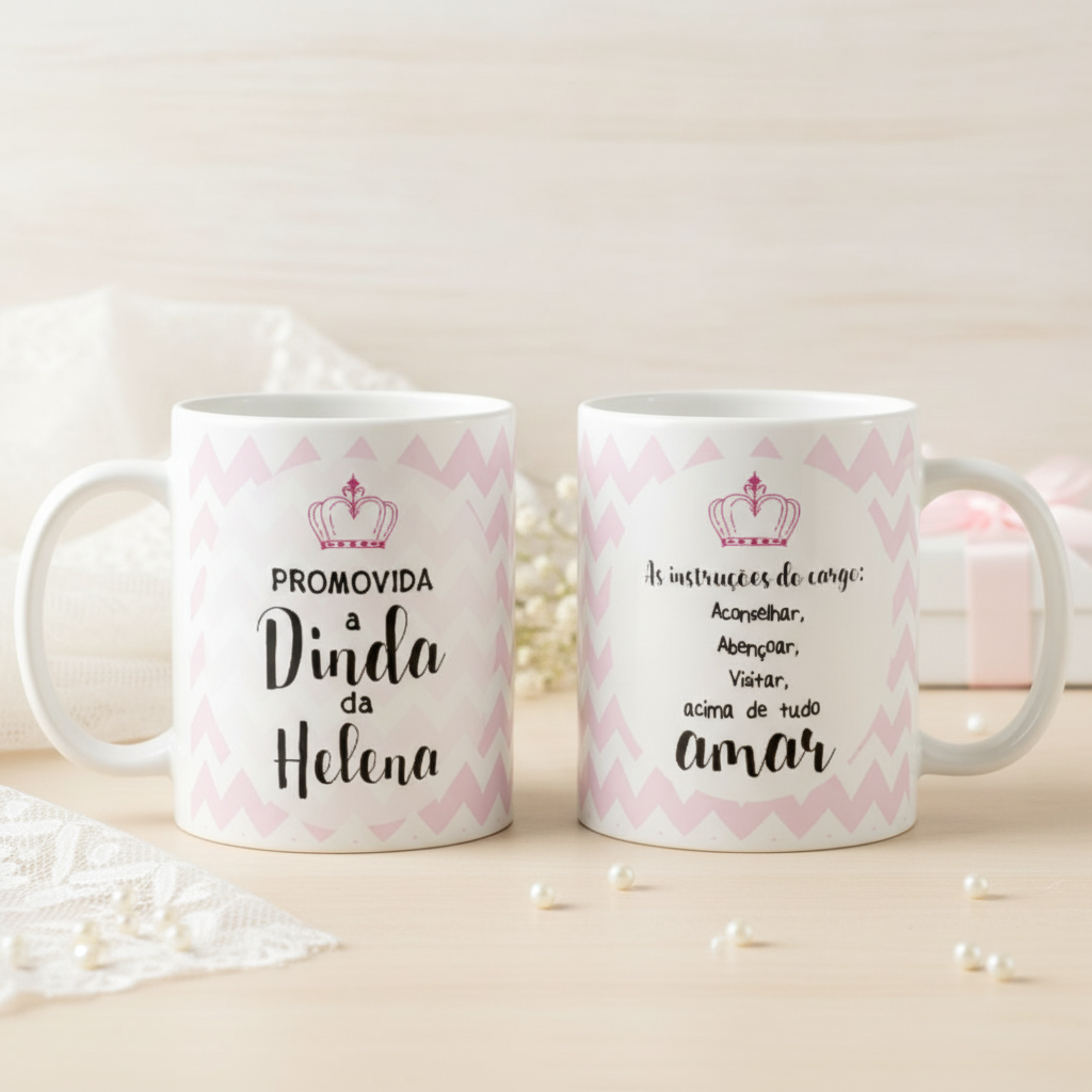 Kit 2 Caneca Personalizadas com Nomes para Dindo e Dinda