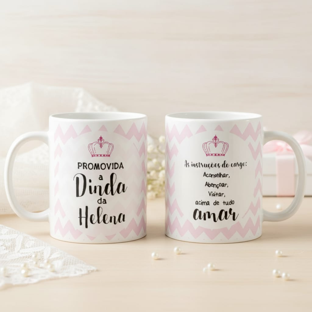 Kit 2 Caneca Personalizadas com Nomes para Dindo e Dinda