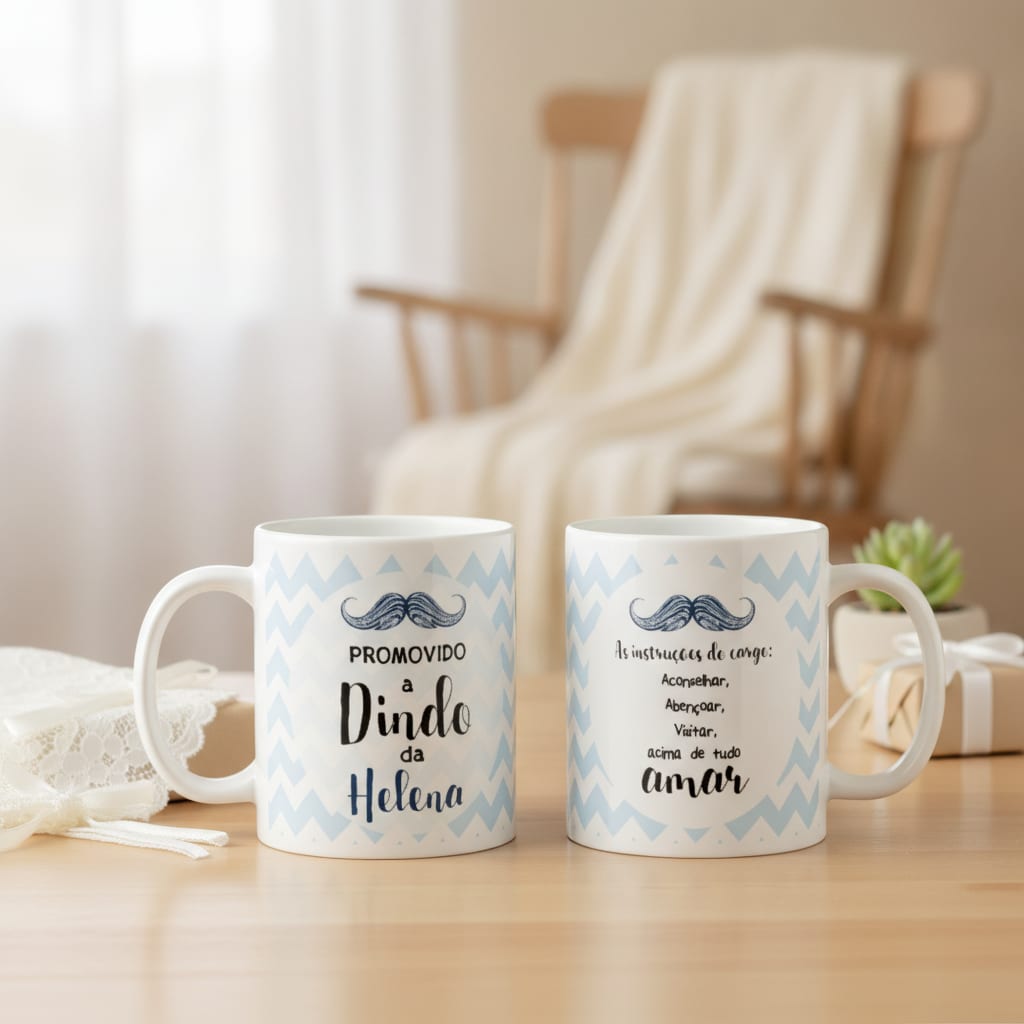 Kit 2 Caneca Personalizadas com Nomes para Dindo e Dinda