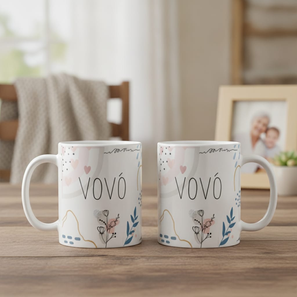 Kit 2 Canecas Avós Minimalista Presente Vovós - Família (Avó)