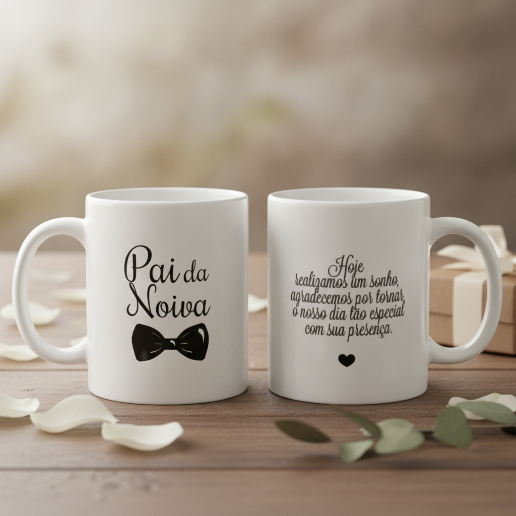 Kit 2 Canecas Casamento Lembrança Para Mãe E Pai Da Noiva