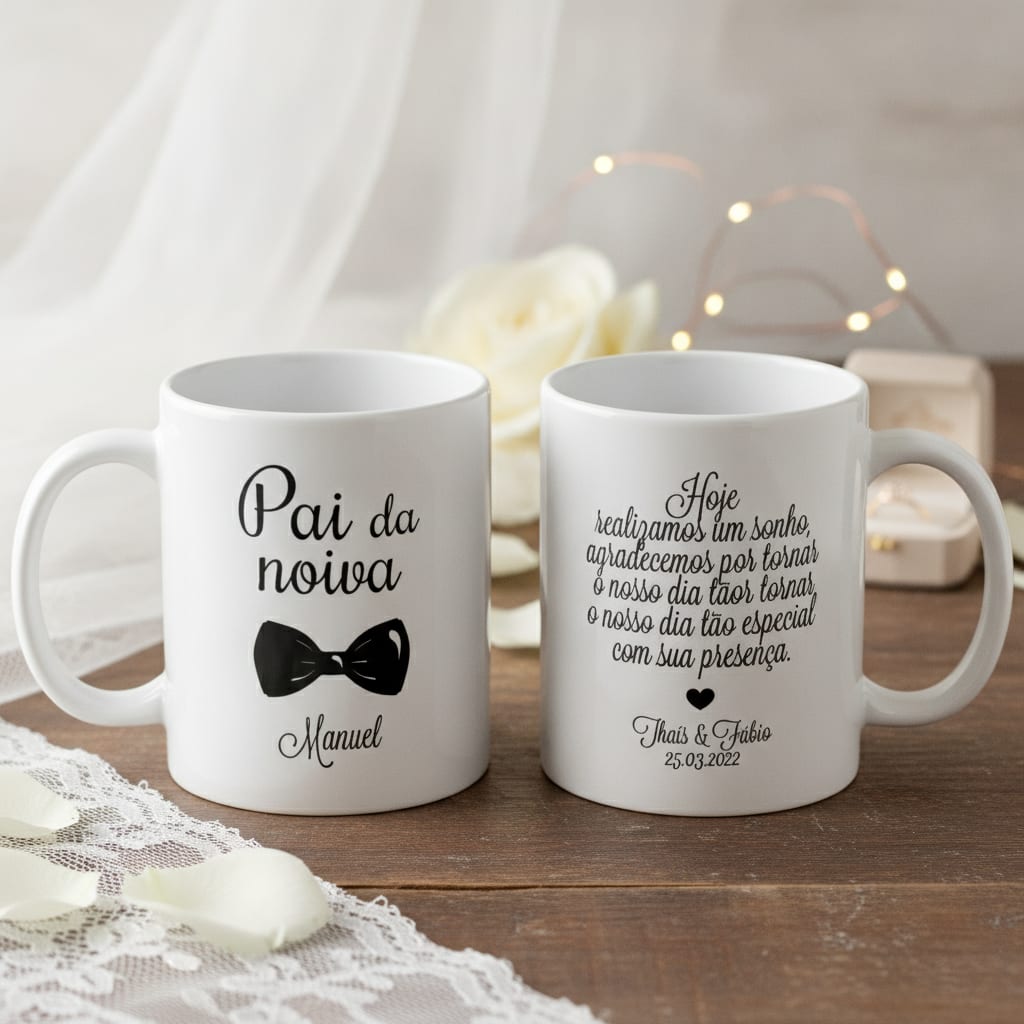 Kit 2 Canecas Casamento Mãe Presente Personalizado Com Nome