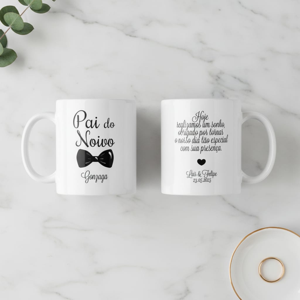Kit 2 Canecas Lembrança Casamento Pai E Mãe Da Noivo Marsala