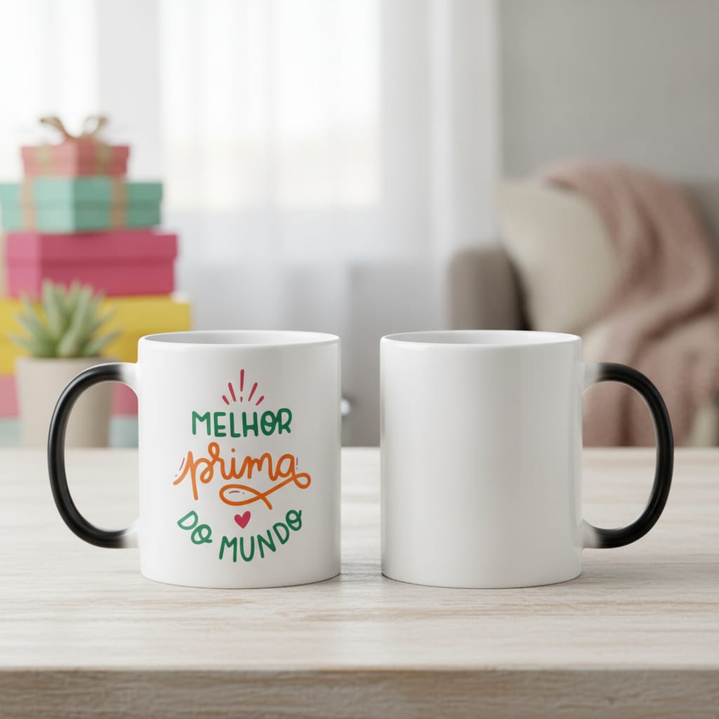 Kit 2 Canecas Mágicas Presente Criativo para Melhores Primos - Família (Prima e Primo)