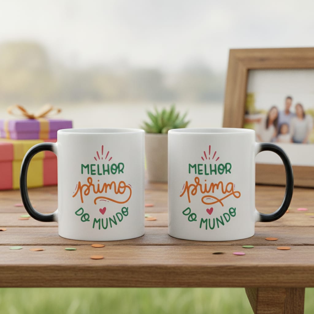 Kit 2 Canecas Mágicas Presente Criativo para Melhores Primos