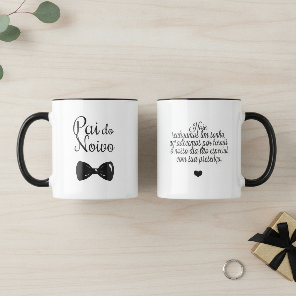 Kit 2 Canecas Pai E Mãe Do Noivo Lembrança De Casamento